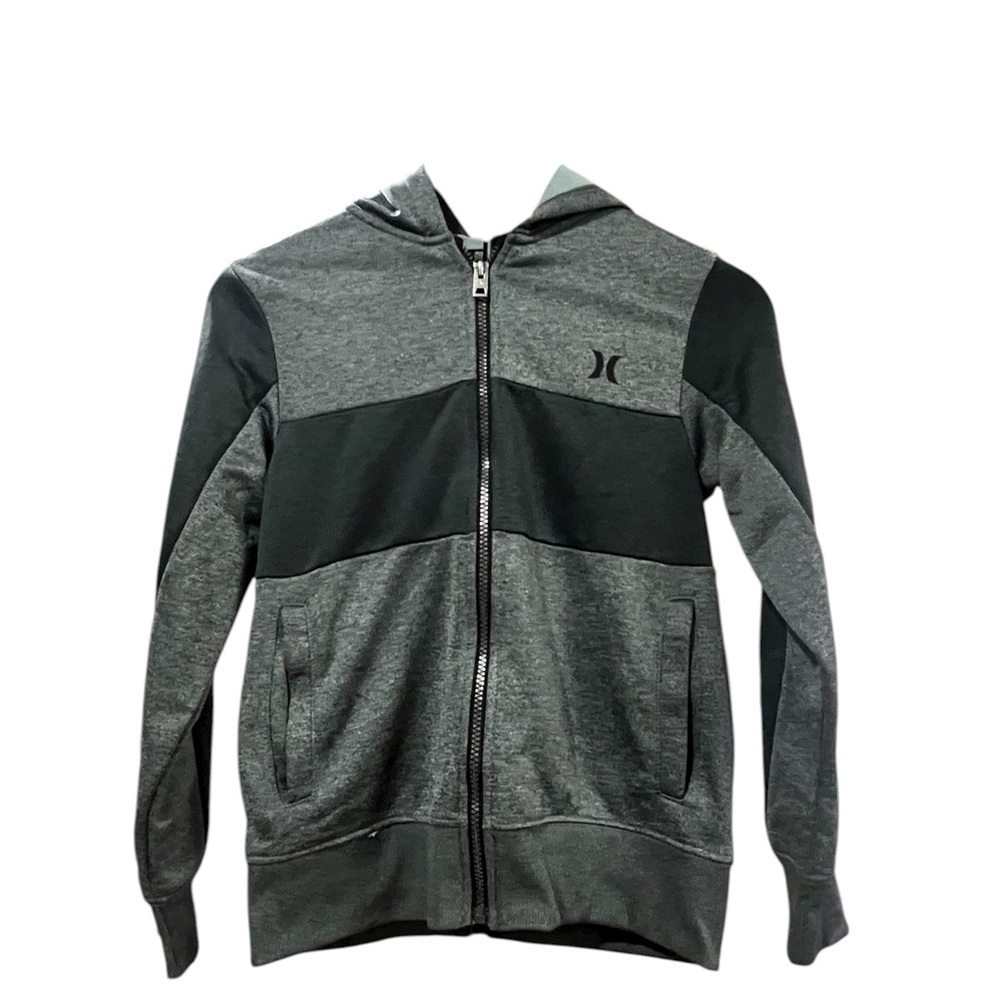 Hurley H2O-Dri Solar Zip-Up Hoodie Boys Size M 10/12 Gray/Black Casual Sporty